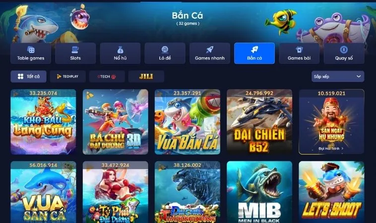 Sảnh bắn cá 58Win quy tụ nhiều thể loại game bắn cá hấp dẫn