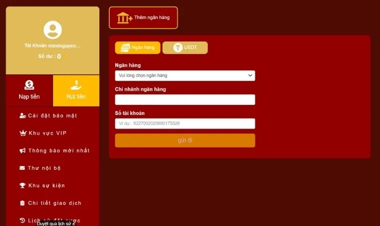 Hướng Dẫn Rút Tiền 58Win Thần Tốc Tiền Về Sau 3 Phút 2 Giao diện rút tiền 58Win